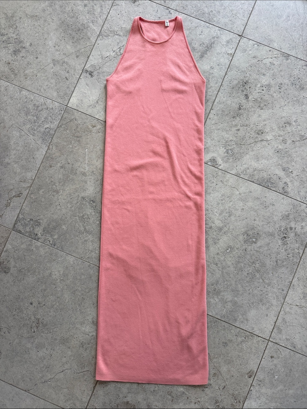 A.L.C. Racerback Coral-Pink Ribbed 78% Cotton Maxi Dress